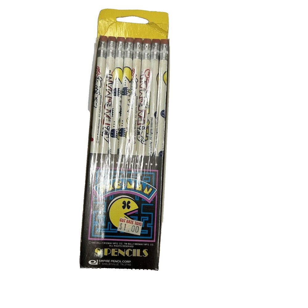 Vintage Sealed NOS 1980 PAC MAN 8 Pack Pencil - Empire Pencil 1980 Bally Midway